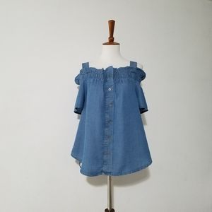 Haute Monde Off Shoulder Denim Top